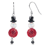 Christmas Snowman Drop Earrings Crystal Paved Beads Hook Earrings Women