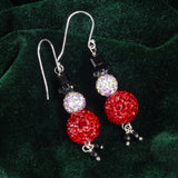 Christmas Snowman Drop Earrings Crystal Paved Beads Hook Earrings Women