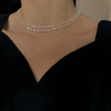 925 Sterling Silver Choker Bead Necklace Wedding Gift Women Jewelry