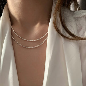 925 Sterling Silver Choker Bead Necklace Wedding Gift Women Jewelry