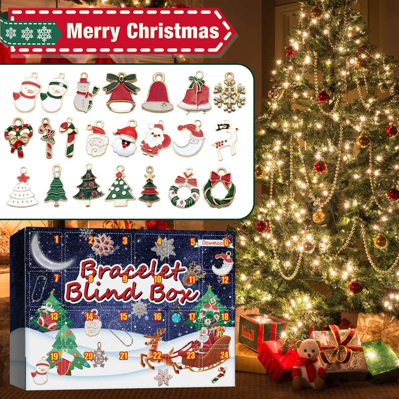 Christmas Advent 24 Calendar Bracelet Pendant Charms DIY Jewelry Making Supplies