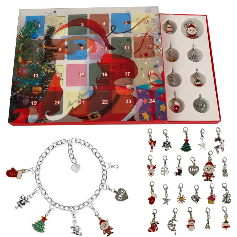 Christmas Advent Calendar DIY Charm Jewelry Kit for Girls