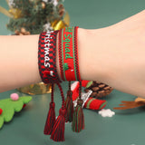 Christmas Advent Calendar Bracelet Hand Rope Embroidered Friendship Tassel