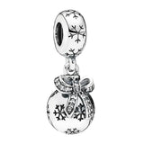 Snowboarder Holiday Wreath Charm 925 Sterling Silver Beads