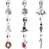 Snowboarder Holiday Wreath Charm 925 Sterling Silver Beads