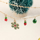 Christmas Bells Snowflake Necklace Double Layers Collarbone Chain