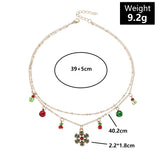 Christmas Bells Snowflake Necklace Double Layers Collarbone Chain