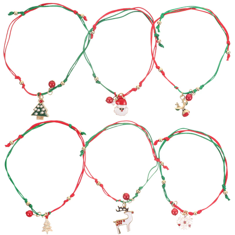 Christmas Bracelet Decorative Wrist Ornament Xmas Chain Braided Rope Bracelets