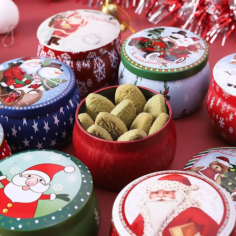 Christmas Candy Box Metal Candle Jar with Lid