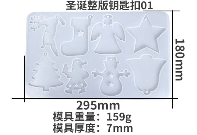 Christmas Cartoon Keychain Mould Silicone Epoxy Resin Mold