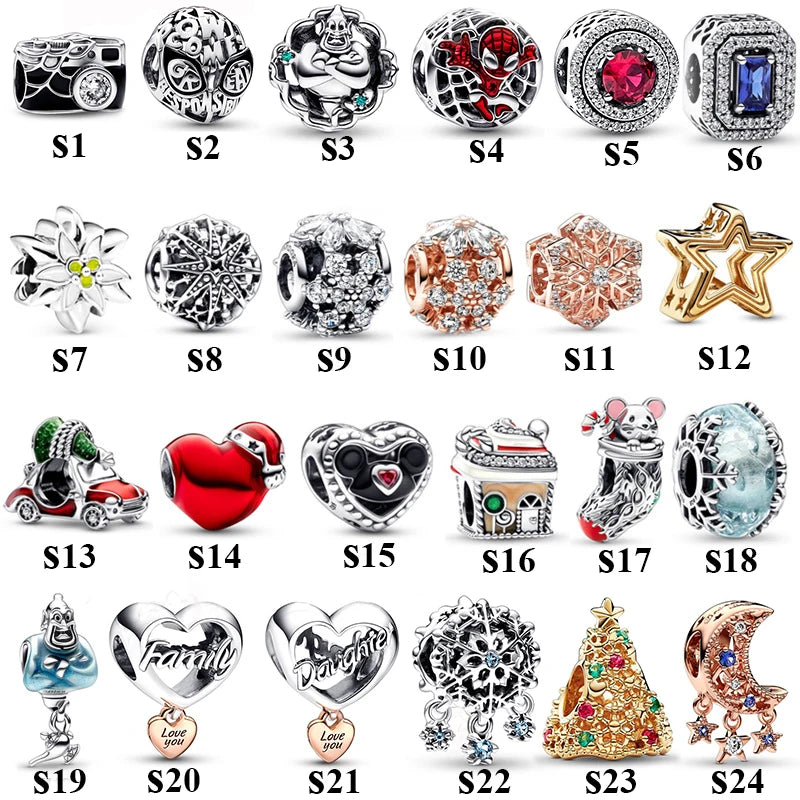 Christmas Snowflake Charm 925 Sterling Silver Fit Bracelet DIY Jewelry