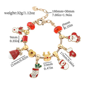 Christmas Charm Bracelets Santa Claus Snowman Christmas Tree Elk Bells DIY Penda