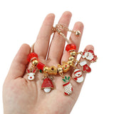 Christmas Charm Bracelets Santa Claus Snowman Christmas Tree Elk Bells DIY Penda