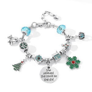 Christmas Charm Bracelets Santa Claus Snowman Christmas Tree Elk Bells DIY Penda