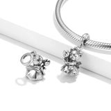 Christmas Elk Bow Garland Tree 925 Silver Charms Jewelry for Bracelet