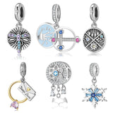 Christmas Elk Bow Garland Tree 925 Silver Charms Jewelry for Bracelet