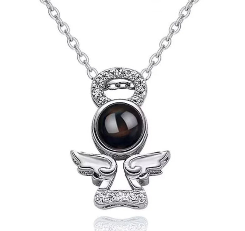 Angel Christmas Projection Necklace Personalized Photos