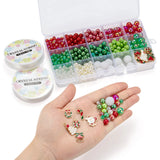 Christmas DIY Jewelry Making Kit Santa Charms Crystal Thread Xmas Supplies