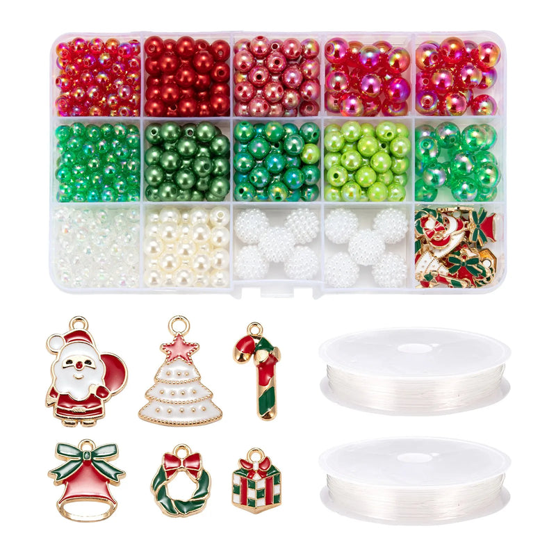 Christmas DIY Jewelry Making Kit Santa Charms Crystal Thread Xmas Supplies