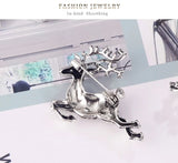 Deer Brooch Crystal Rhinestone Animal Pin Winter Jewelry
