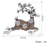 Deer Brooch Crystal Rhinestone Animal Pin Winter Jewelry