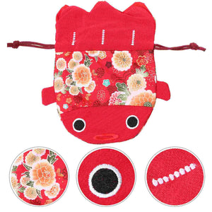 Christmas Drawstring Pouch Gift Candy Brocade Japanese Purse Sack