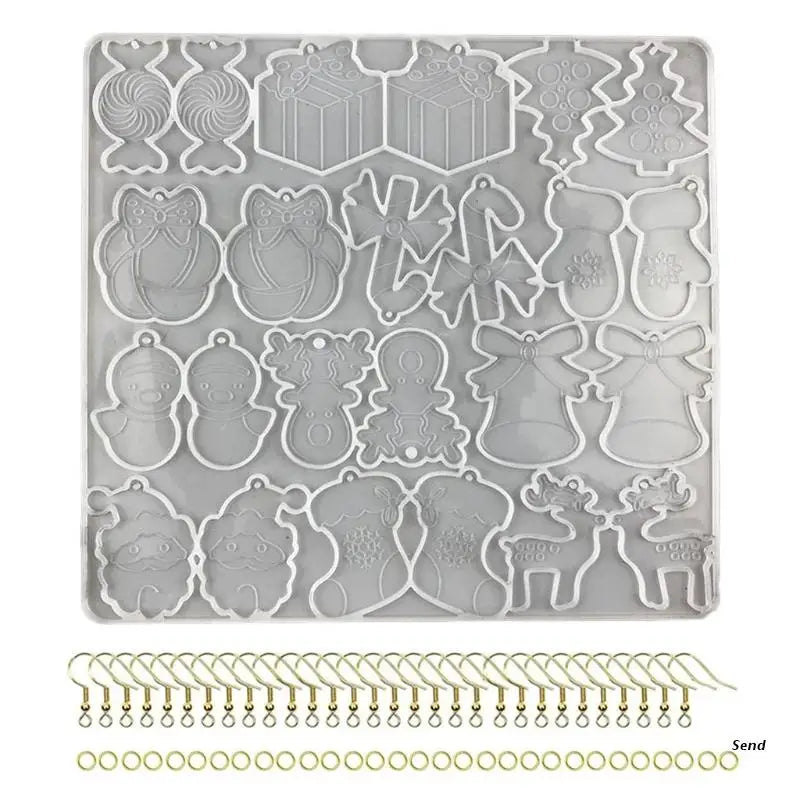 Christmas Earrings Silicone Mold with Split Rings for DIY Jewelry Making