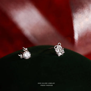Christmas Earrings Silver 999 For Women Pierced Female Earring