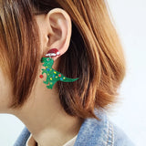 Christmas Earrings Xmas Beaded Trim Acrylic Miss Costume Jewelry
