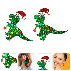 Christmas Earrings Xmas Beaded Trim Acrylic Miss Costume Jewelry