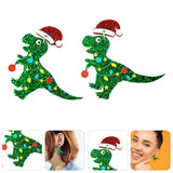 Christmas Earrings Xmas Beaded Trim Acrylic Miss Costume Jewelry