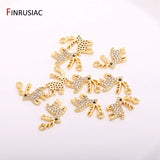 Christmas Elk Charms 14k Plated Zircon Earrings Pendants