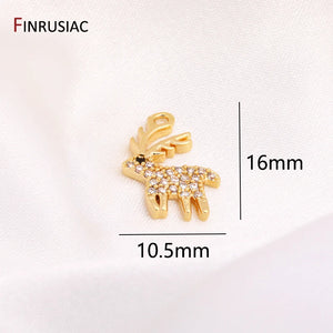 Christmas Elk Charms 14k Plated Zircon Earrings Pendants