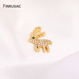 Christmas Elk Charms 14k Plated Zircon Earrings Pendants