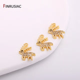Christmas Elk Charms 14k Plated Zircon Earrings Pendants