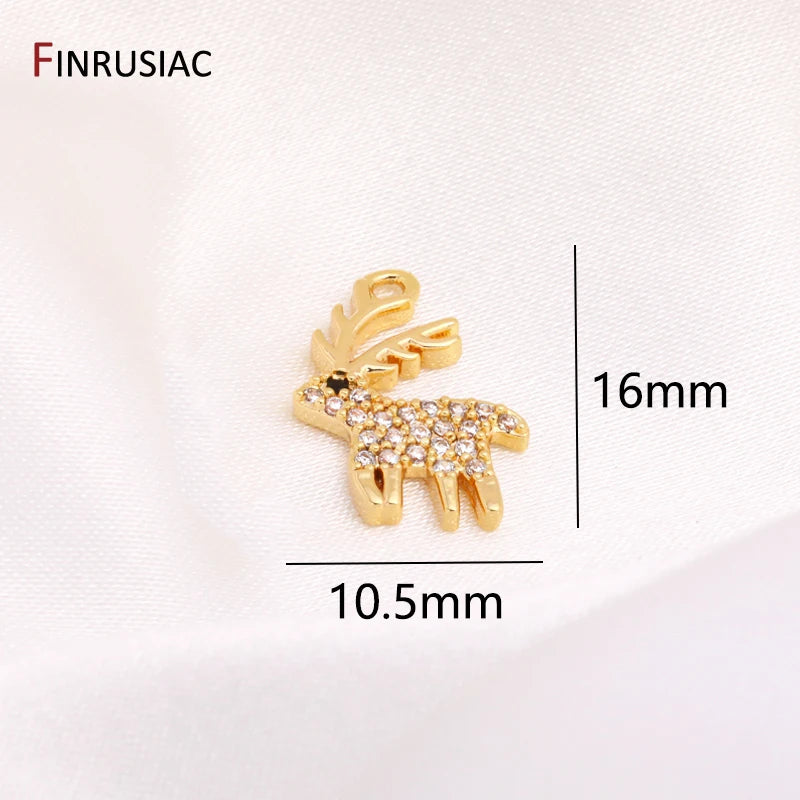 Christmas Elk Charms 14k Plated Zircon Earrings Pendants