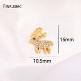 Christmas Elk Charms 14k Plated Zircon Earrings Pendants