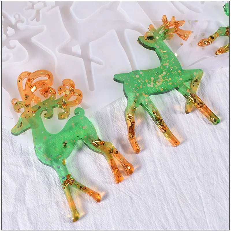 Elk Epoxy Resin Silicone Molds for Xmas DIY Keychain