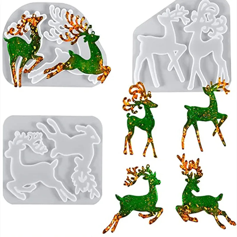 Elk Epoxy Resin Silicone Molds for Xmas DIY Keychain