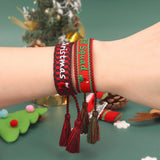 Christmas Embroidered Alphabet Woven Tassel Bracelet For Women