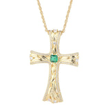 Christmas Emerald Gemstones Cross Necklace for Women