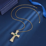 Christmas Emerald Gemstones Cross Necklace for Women