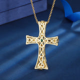 Christmas Emerald Gemstones Cross Necklace for Women