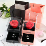 Eternal Rose Jewelry Box Preserved Flower Ring Storage Case with Necklace