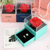 Eternal Rose Jewelry Box Preserved Flower Ring Storage Case with Necklace