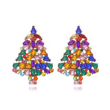 Rhinestone Christmas Tree Dangle Earrings for Women