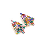 Rhinestone Christmas Tree Dangle Earrings for Women