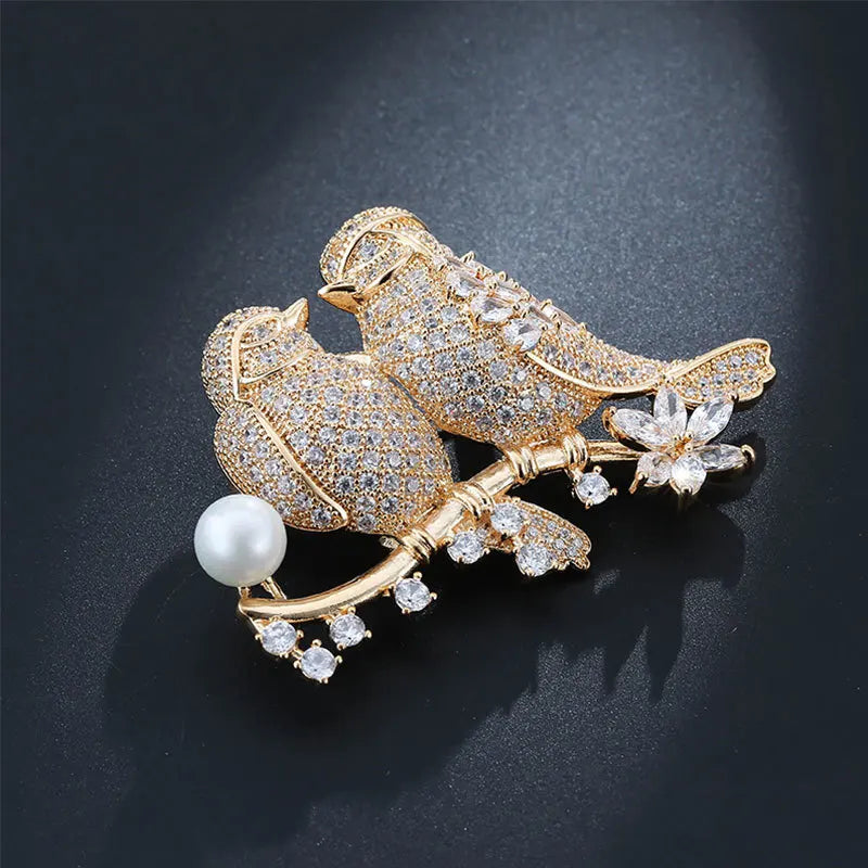 14K Soild Love Bird Bohemia Brooch for Women