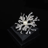 Christmas Snowflake Brooch 925 Silver Party Pearl Jewelry