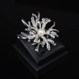 Christmas Snowflake Brooch 925 Silver Party Pearl Jewelry